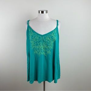 Torrid Green Yellow Floral Spaghetti Strap Top Women Size 26